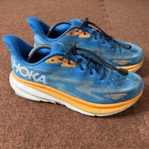 c+ hoka one one clifton 9 mens 11 blue orange running shoes 1127895 nathan laces