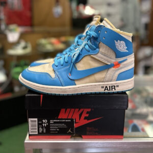 jordan air jordan 1 x off white high "unc" blue/white leather men's aq0818 148