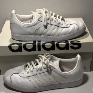 adidas gazelle white leather sneaker low top lace up rubber men athletic