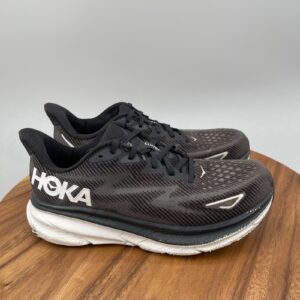 hoka one one clifton 9 shoes mens size 9 2e black running comfort walking gym