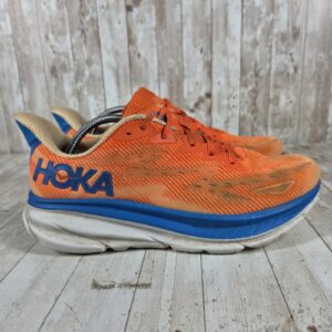 hoka clifton 9 mens 11.5 running shoes orange blue 1127895 voim