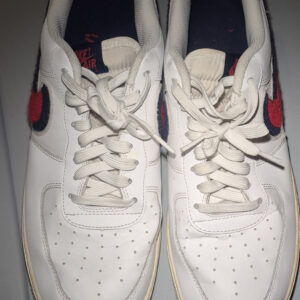 nike air force 1 low top leather sneaker white/red/blue cushioned 823511