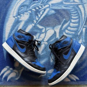 nike air jordan 1 retro high og royal 2017 555088 007 men’s sz 12 blue worn in!