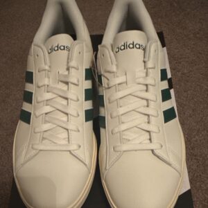 adidas grand court 2.0 men’s low top lace up sneakers white green js1736