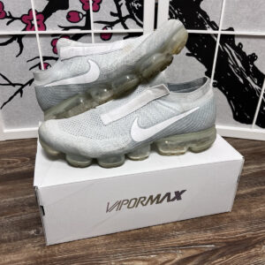 nike air vapormax se men's low top flyknit slip on sneakers platinum/white