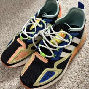 adidas zx 2k boost fx6530 men’s low top mesh sneakers black orange blue