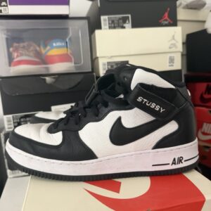 nike air force 1 ‘07 mid sp x stussy white black mens size 10 dj7840 002
