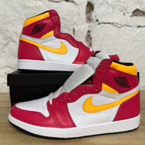 air jordan 1 high og light fusion red men's size 12 new sneakers 555088 603