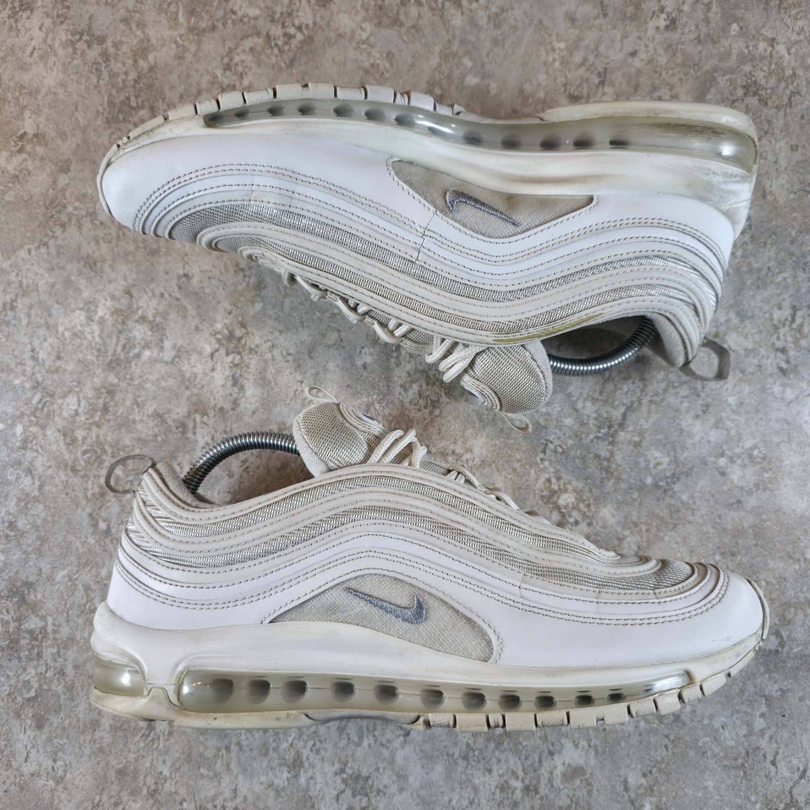 nike air max 97 triple bone white grey sneaker shoes men's size 11.5 #921826 101 nike air max 97 triple bone white grey sneaker shoes men's size 11.5 #921826 101