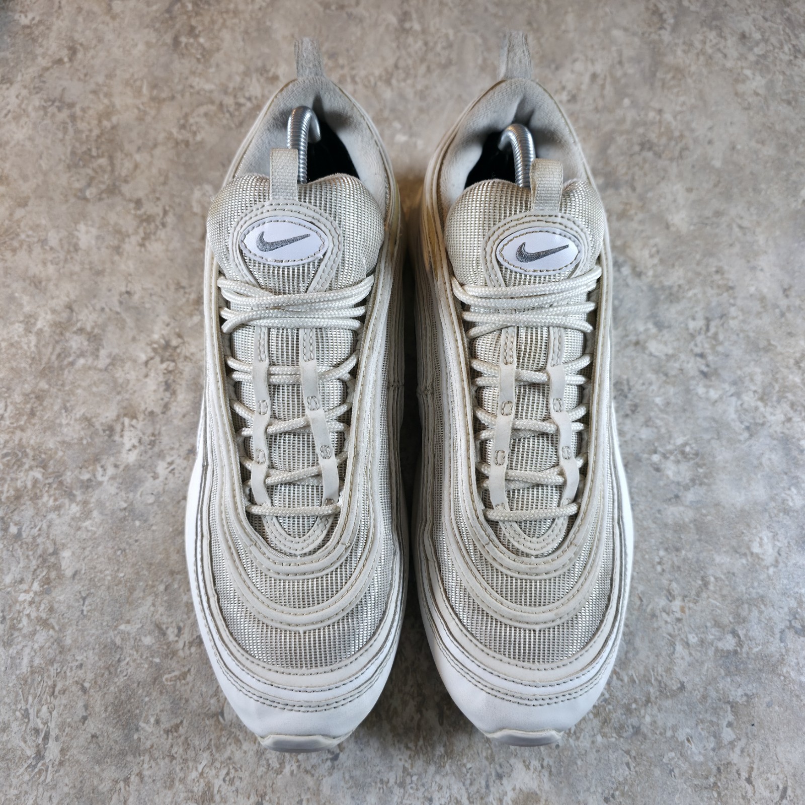 nike air max 97 triple bone white grey sneaker shoes men's size 11.5 #921826 101 nike air max 97 triple bone white grey sneaker shoes men's size 11.5 #921826 101