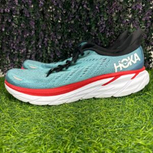 hoka clifton 8 mens size 10.5d real teal aquarelle running shoes sneaker comfort