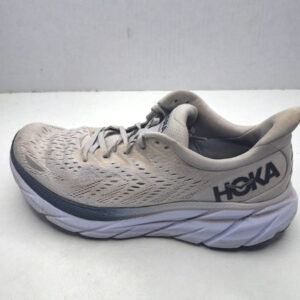 hoka one clifton 8 men's gray white running shoes mismatch size rt. 9.5d, lf 9d
