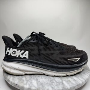 hoka one one clifton 9 black/white running shoe's men's size 11.5d 1127895bwht