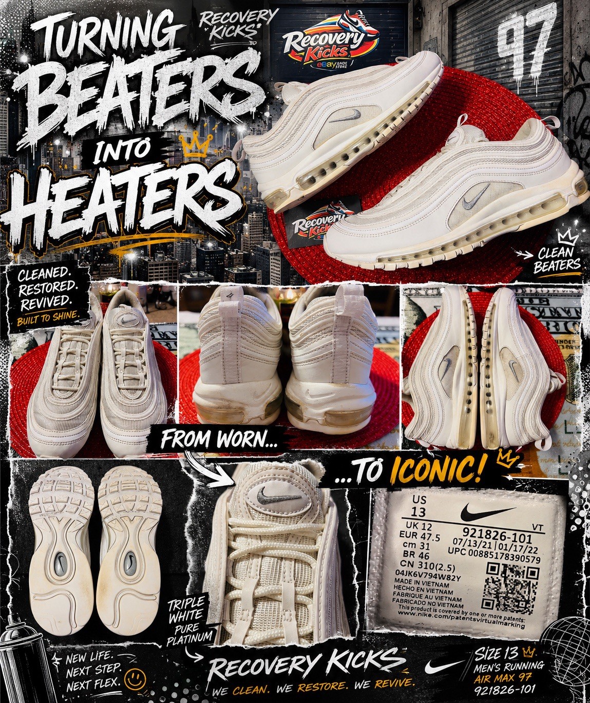 ๐ฅ nike air max 97 triple white pure platinum men size 13 ๐ clean beaters ๐ฅ nike air max 97 triple white pure platinum men size 13 ๐ clean beaters