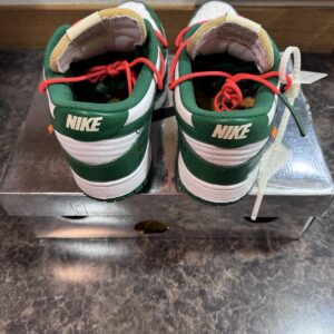 nike dunk low off white/pine green, size 10