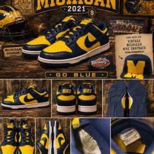 🔥 rare nike dunk low michigan 2021 men’s size 9 navy yellow dd1391 700 og