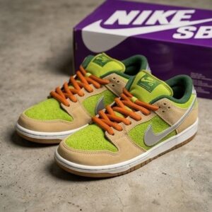 nike sb dunk low pro wc sesame metallic silver pear sz 10