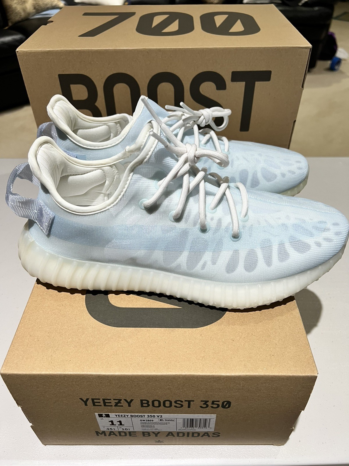 adidas yeezy boost 350 v2 mono ice blue/white sneakers gw2869 size us 11/uk 10.5 adidas yeezy boost 350 v2 mono ice blue/white sneakers gw2869 size us 11/uk 10.5