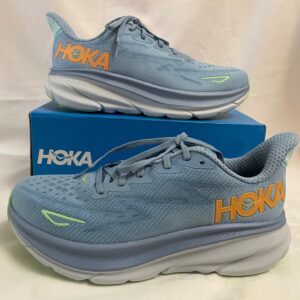 hoka men's size 9d clifton 9 light blue running shoe (1127895) new with box