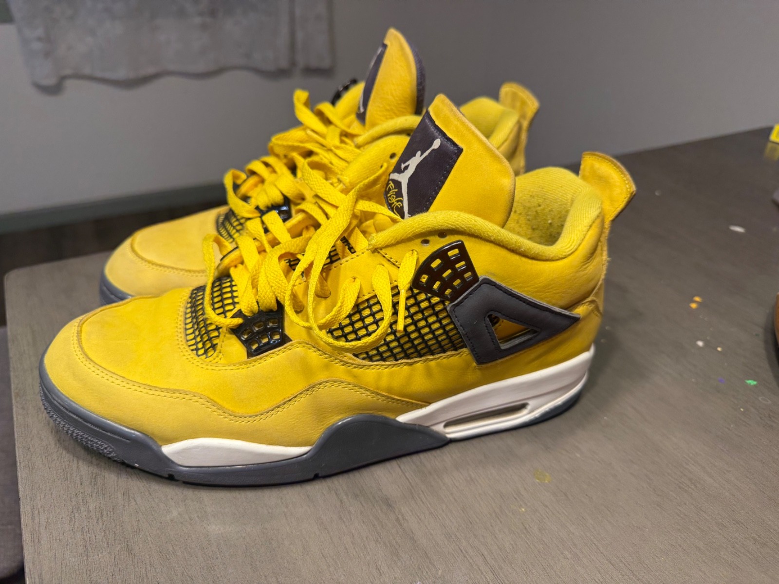 nike jordan iv lightning size 12 good condition (6/10) clean no rips or tears nike jordan iv lightning size 12 good condition (6/10) clean no rips or tears