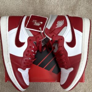 nike air jordan 1 men's high top lace up sneakers red/white colorblock