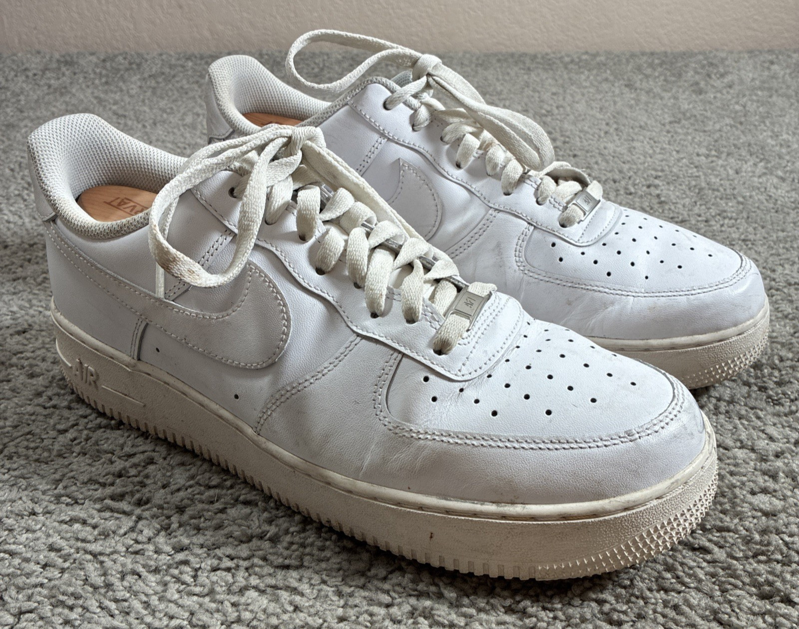 nike air force 1 white leather sneakers cw2288 111 men's size 12 nike air force 1 white leather sneakers cw2288 111 men's size 12
