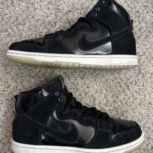 nike sb zoom dunk pro high iridescent black white patent green size 8.5