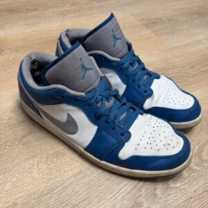 nike air jordan 1 low true blue white cement grey sneakers 553558 412 mens 14