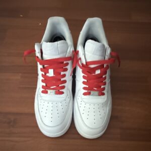 nike air force 1 low ’07 men’s white/red leather low top lace up 315122 111