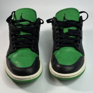 jordan air jordan 1 low black lucky green leather low top sneakers 553558 065