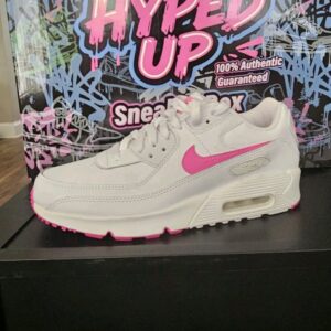 nike air max 90 low top womens lace up athletic sneakers white pink pre owned