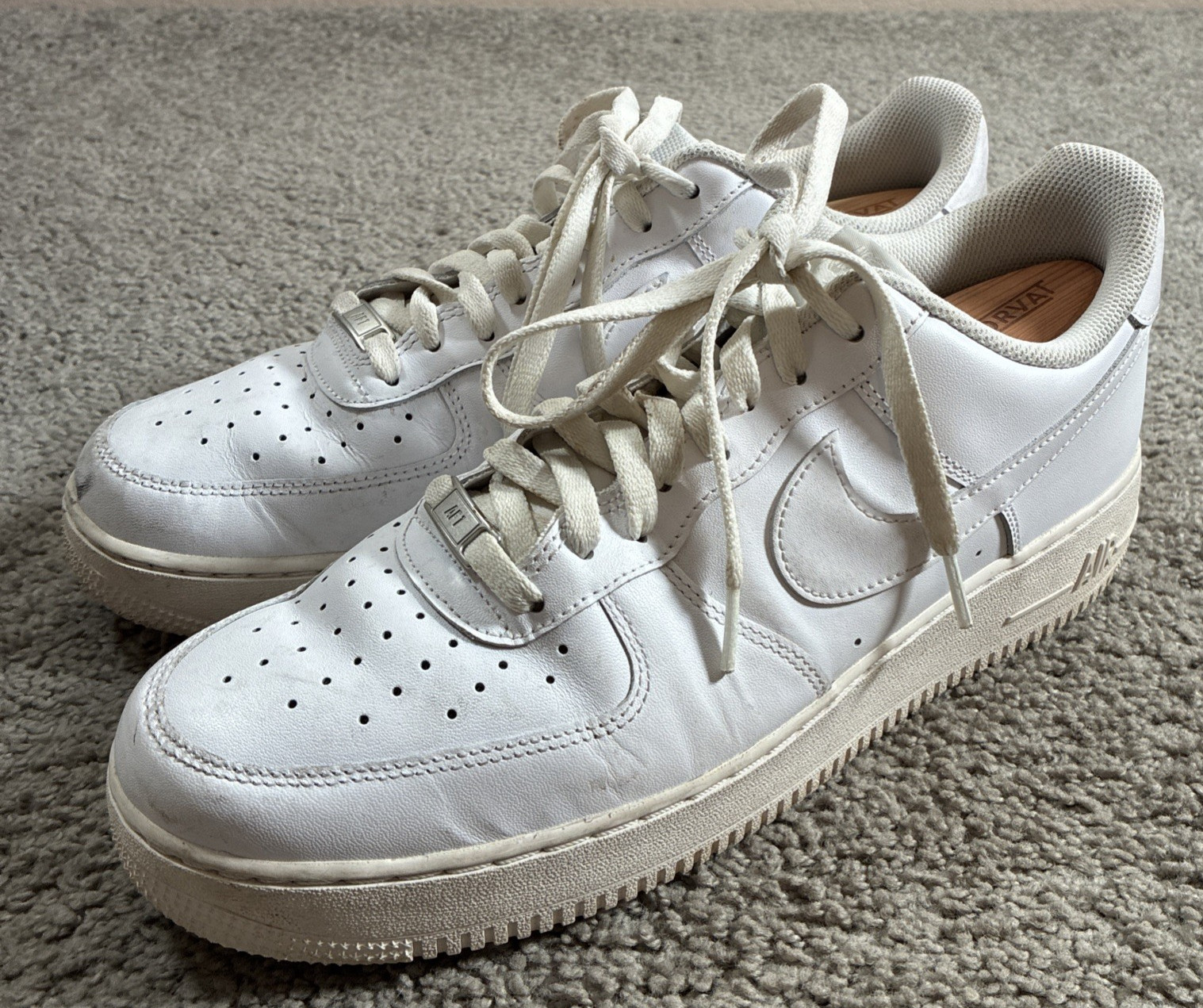 nike air force 1 white leather sneakers cw2288 111 men's size 12 nike air force 1 white leather sneakers cw2288 111 men's size 12