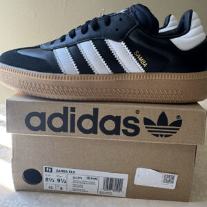 adidas samba xlg core black/cloud white/gum leather low top sneakers ie1379
