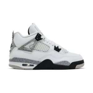 jordan air jordan 4 white cement top leather lace up sneakers white/gray size 4y