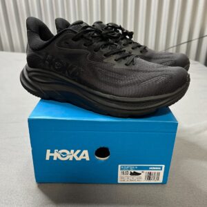 hoka one one clifton 10 running shoes men's size 10.5d black lace up 1162030