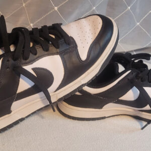 nike dunk black/white men’s low top lace up leather sneakers men's 8.5