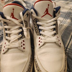 air jordan 3 retro true blue white/blue/red. size 12