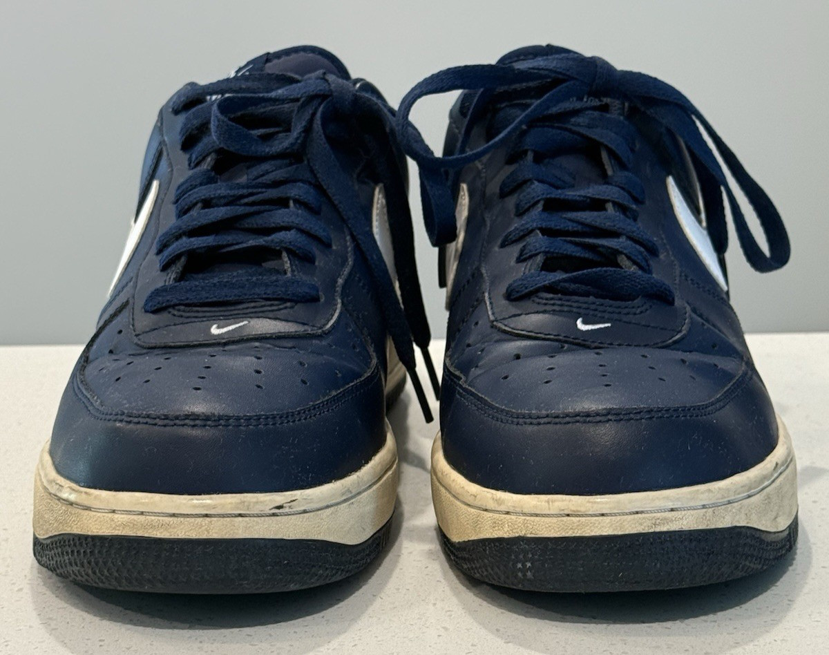men's nike air force 1 low midnight navy white sneakers shoes 488298 436 size 12 men's nike air force 1 low midnight navy white sneakers shoes 488298 436 size 12