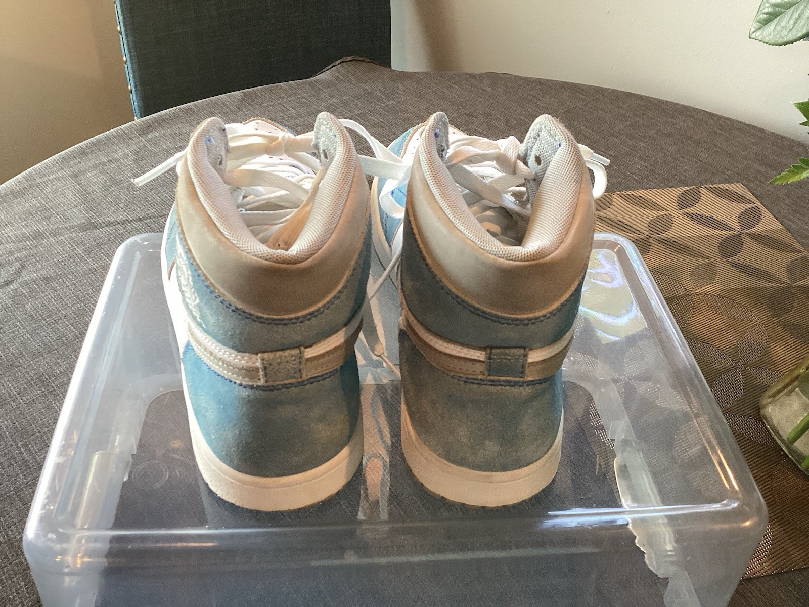 air jordan size 8.5 high top men blue suede and white sneakers air jordan size 8.5 high top men blue suede and white sneakers