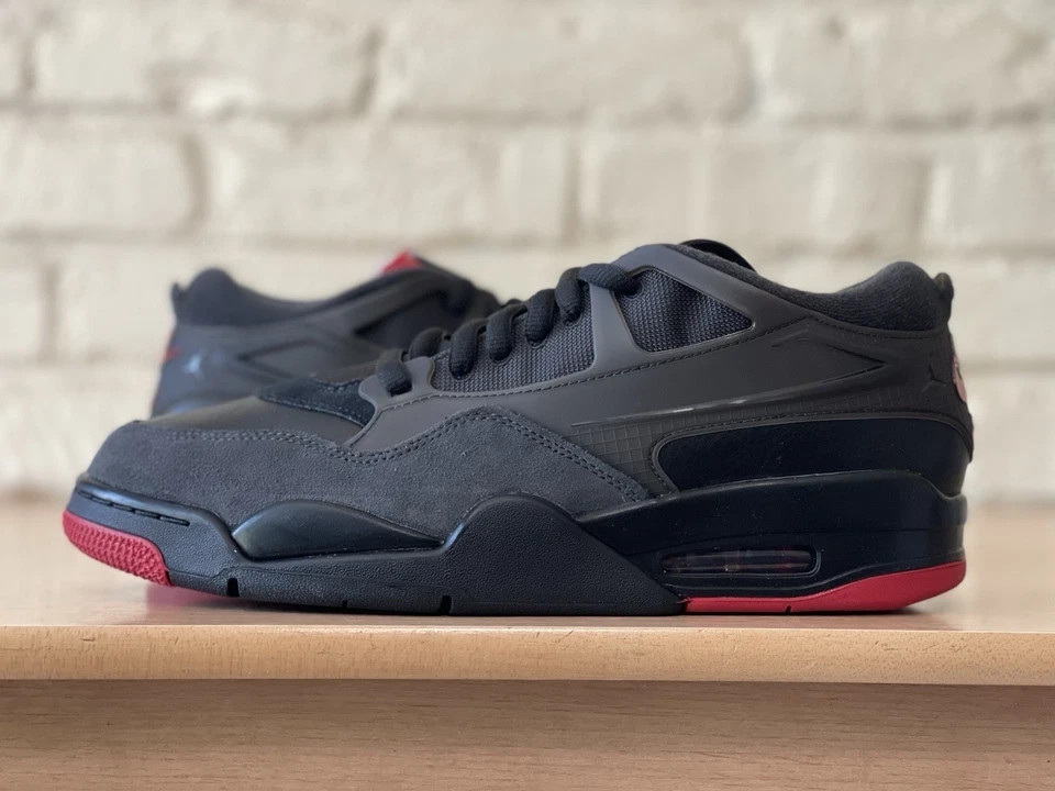 nike air jordan 4 rm retro black red low casual shoes fq7939 060 mens sz 10, 11 nike air jordan 4 rm retro black red low casual shoes fq7939 060 mens sz 10, 11