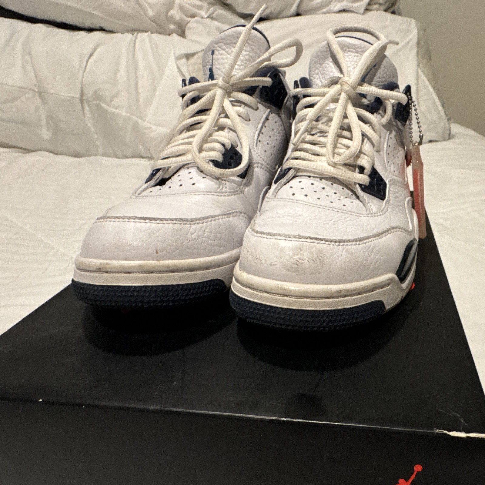 jordan air jordan 4 retro ls columbia white/midnight navy/legend blue 314254 107 jordan air jordan 4 retro ls columbia white/midnight navy/legend blue 314254 107